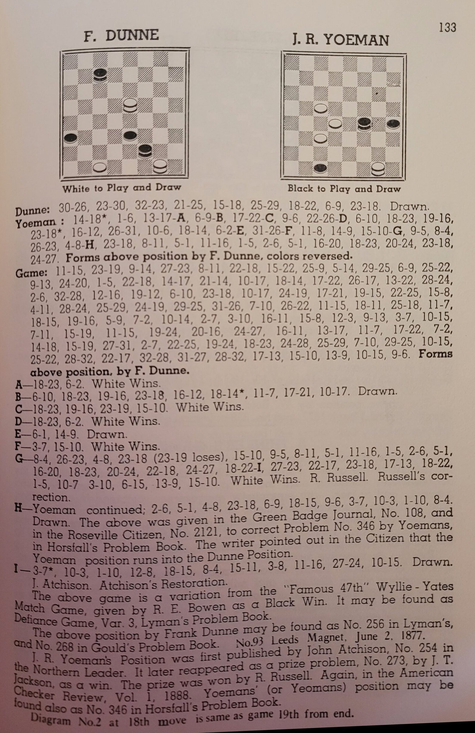 Boland's Famous Positions in the Game of Checkers - Start Checkers